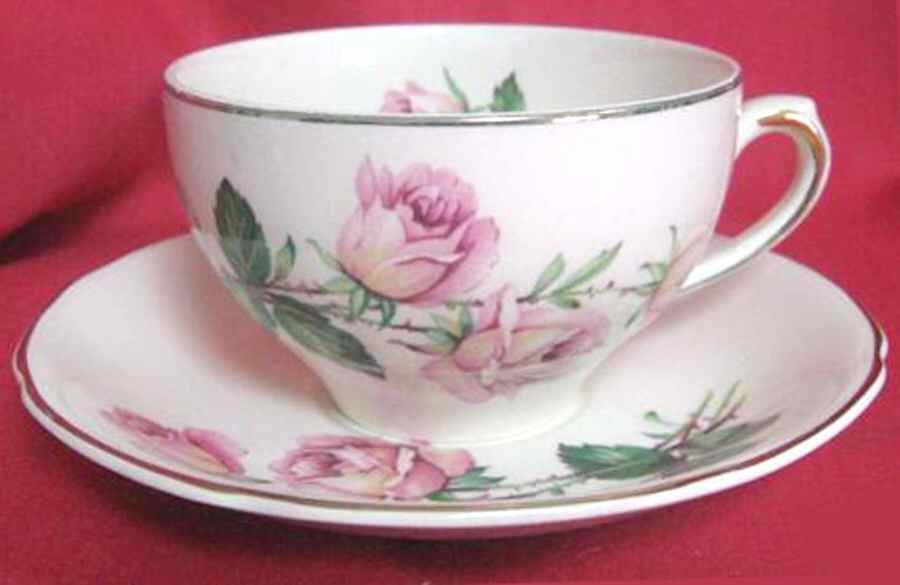Rose Bouquet Flat Cup & Saucer Set by England-1