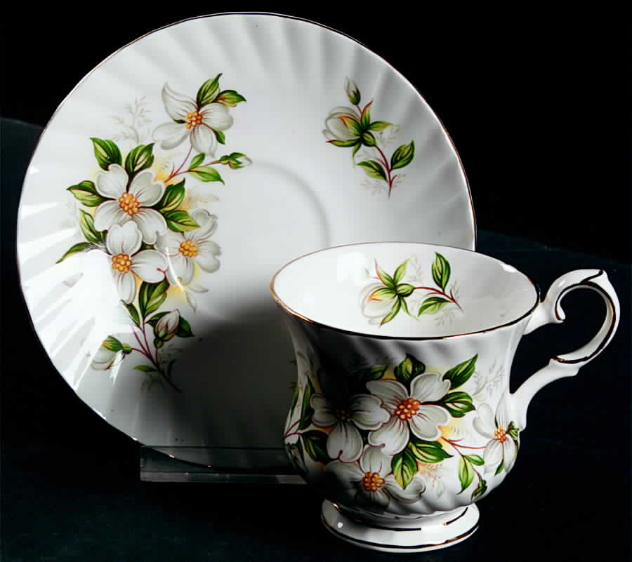 Dogwood (Swirl Scalloped) Footed Cup & Saucer Set by Elizabethan-1