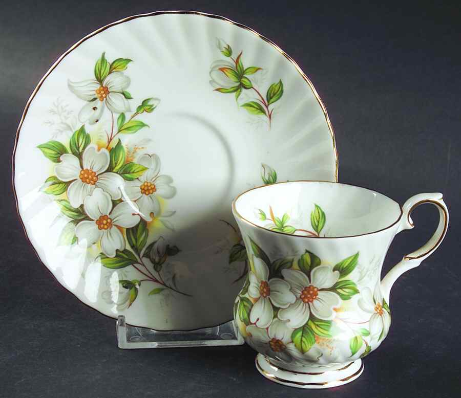 Dogwood (Swirl Scalloped) Footed Demitasse Cup & Saucer Set by Elizabethan-1