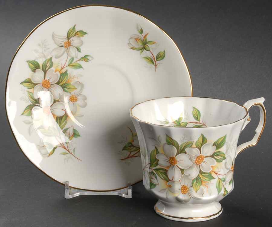 Dogwood (Swirl Scalloped) Footed Cup & Saucer Set by Elizabethan-1