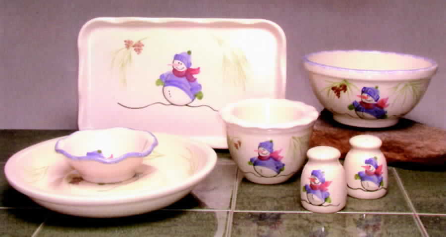 Snowman 8" Rectangular Serivng Platter by Emerson Creek Pottery-1