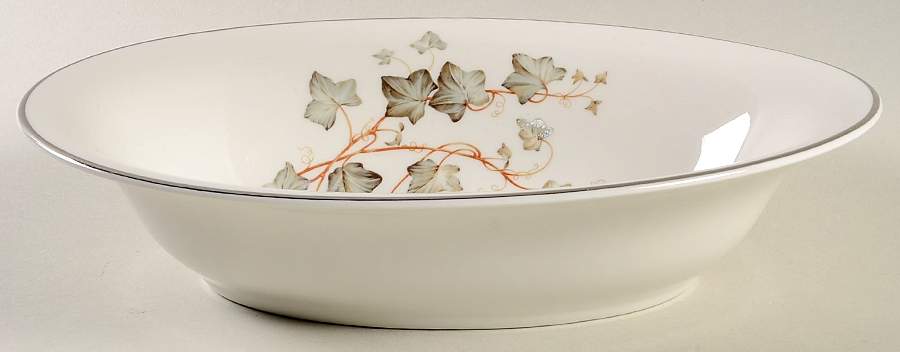 EMB76 (Platinum Trim) 10" Oval Vegetable Bowl by Embassy (American)-1
