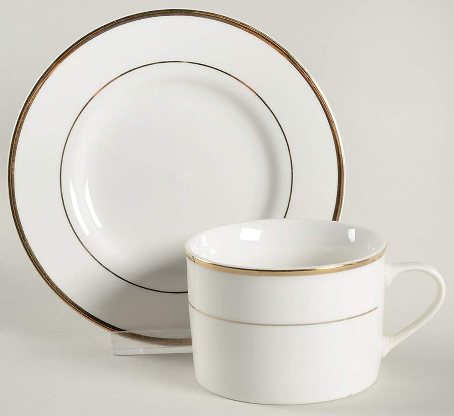 Vintage Gold Flat Cup & Saucer Set by Excel-1
