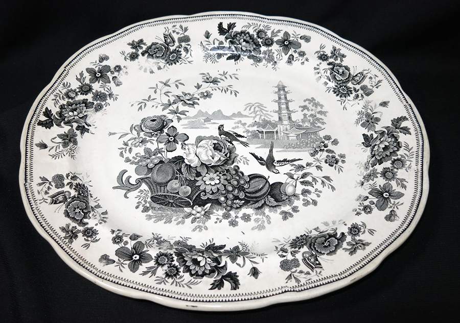 Pagoda Black 15" Oval Serving Platter by EW & C-1