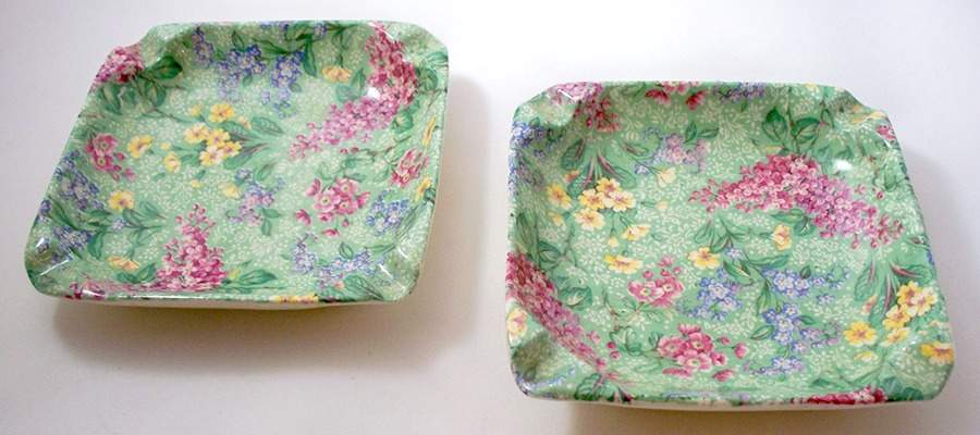 Lilac Time 4" Rectangular Ashtray by Empire Porcelain -1