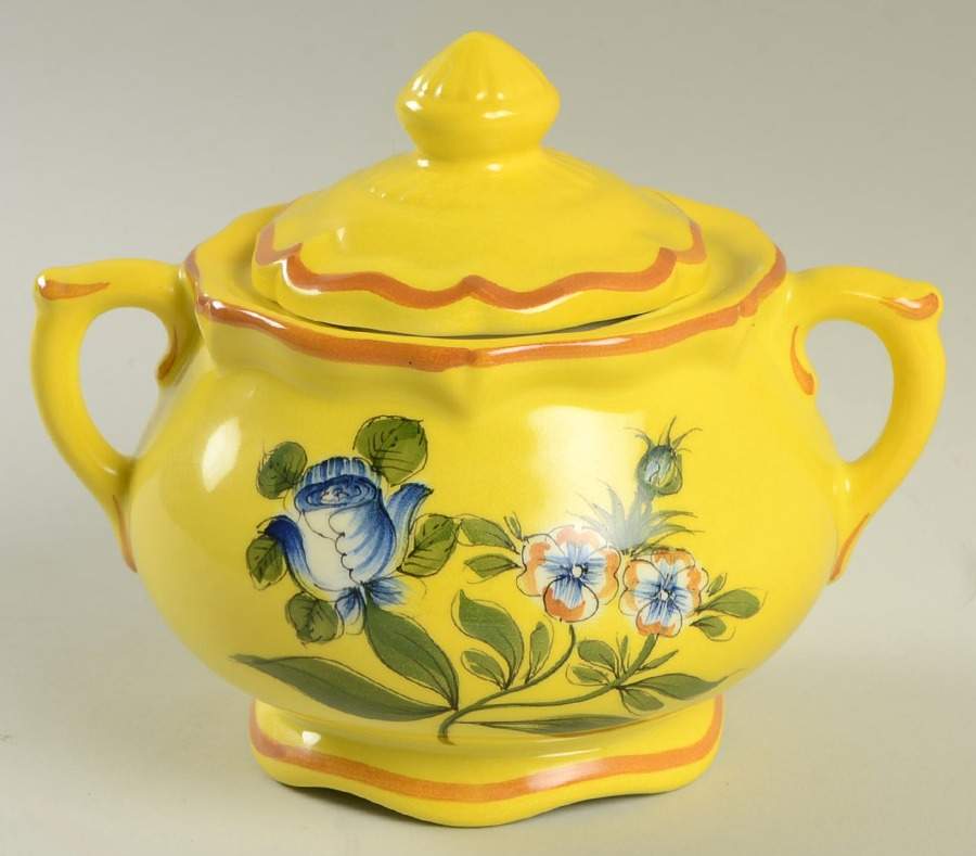 Marseilles Yellow Sugar Bowl & Lid by Tiffany-1