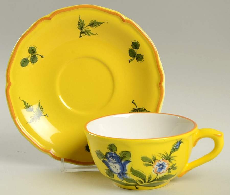 Marseilles Yellow Flat Cup & Saucer Set by Tiffany-1
