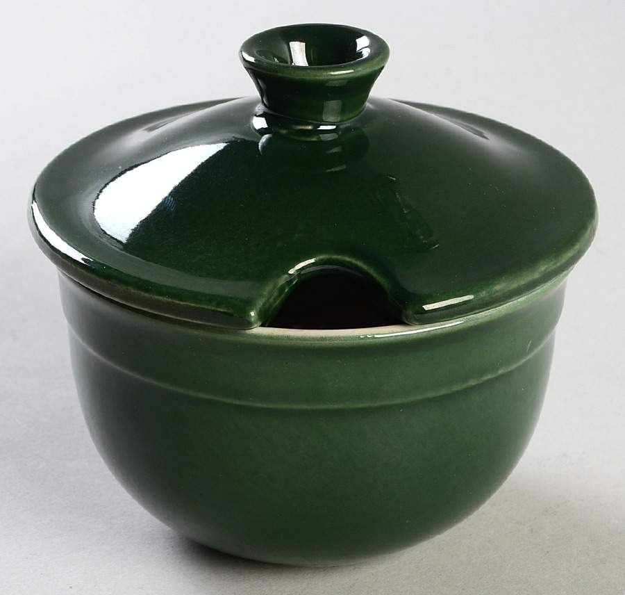 Le Potier Green (Olive) Sugar Bowl & Lid by Emile Henry-1
