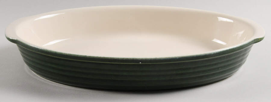 Le Potier Green (Olive) 13" Oval Baker by Emile Henry-1