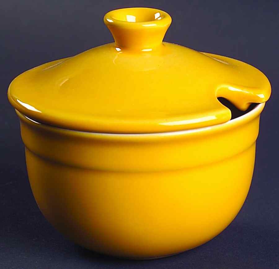 Citron Pastis (Yellow) Sugar Bowl & Lid by Emile Henry-1
