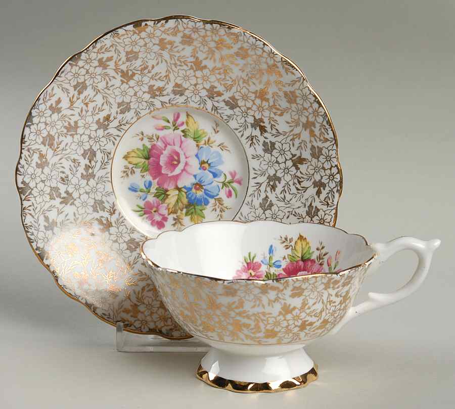 1858 Footed Cup & Saucer Set by England-1