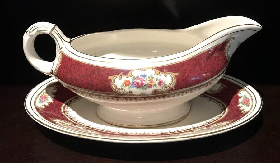 Majestic Red Gravy Boat & Underplate by Empire Porcelain -1