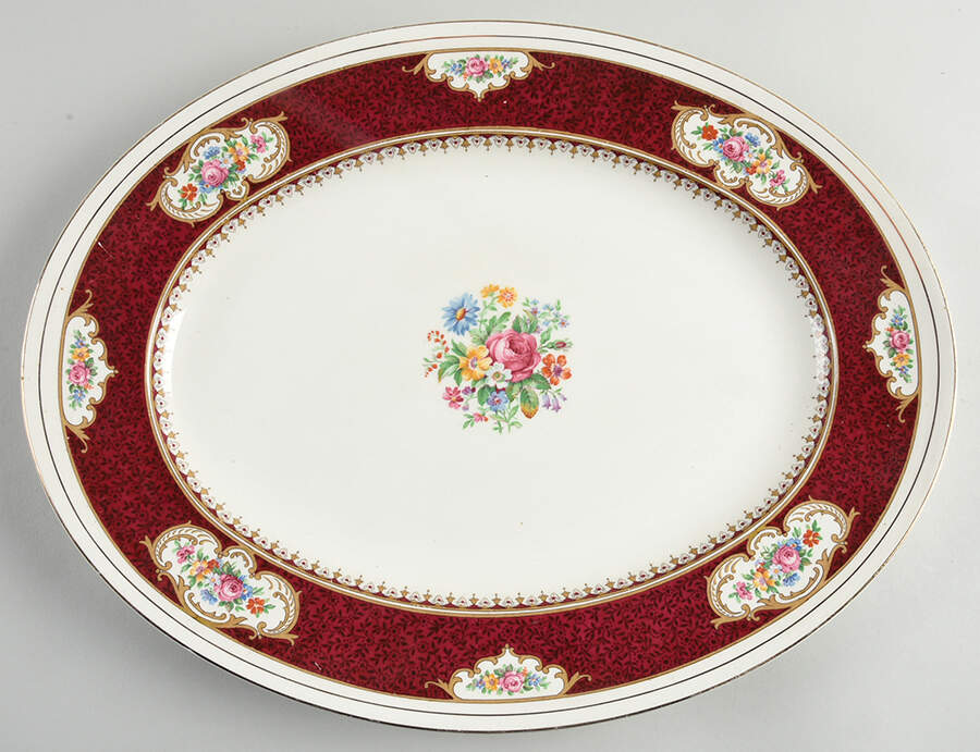 Majestic Red 16" Oval Serving Platter by Empire Porcelain -1