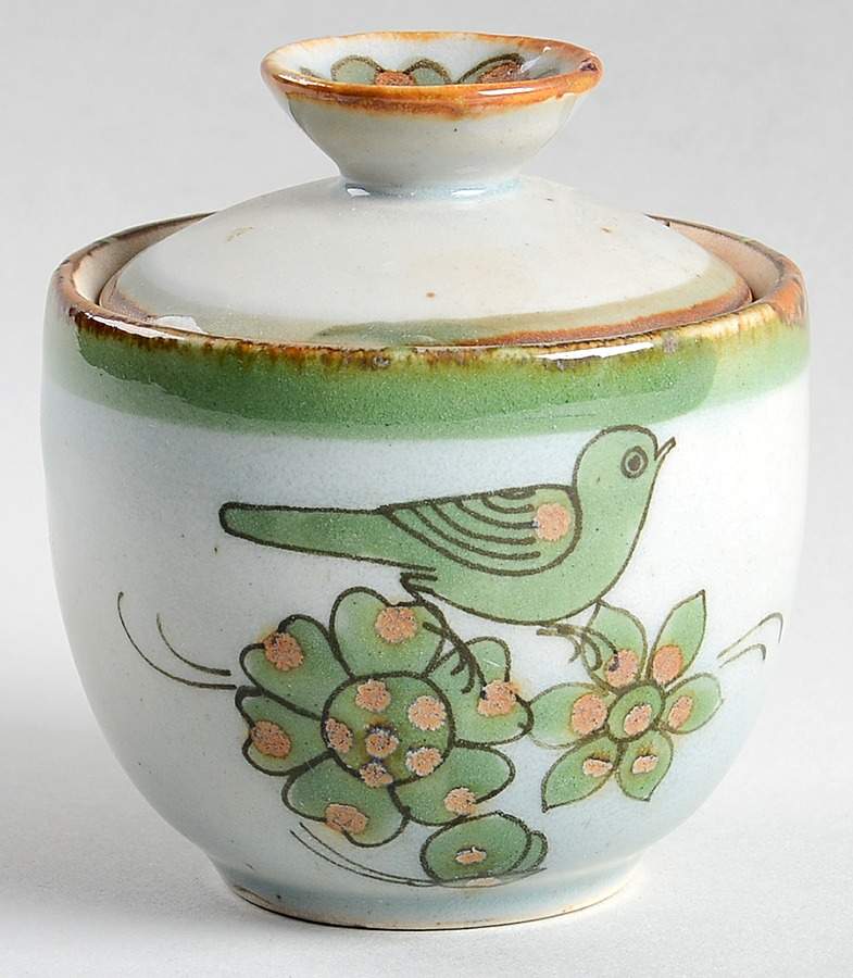 El Palomar Green Mini Sugar Bowl & Lid by Ken Edwards Pottery-1