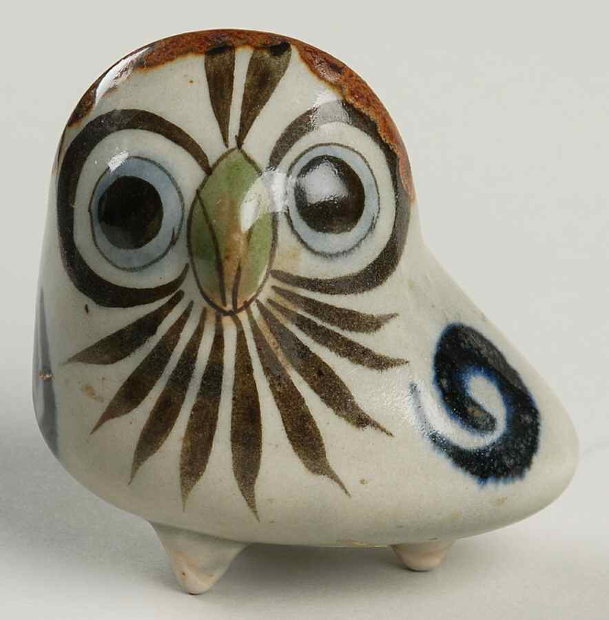 El Palomar Green 3" Owl Figurine by Ken Edwards Pottery-1