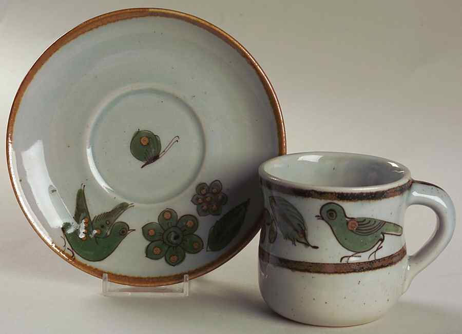 El Palomar Green Mug & Saucer Set by Ken Edwards Pottery-1