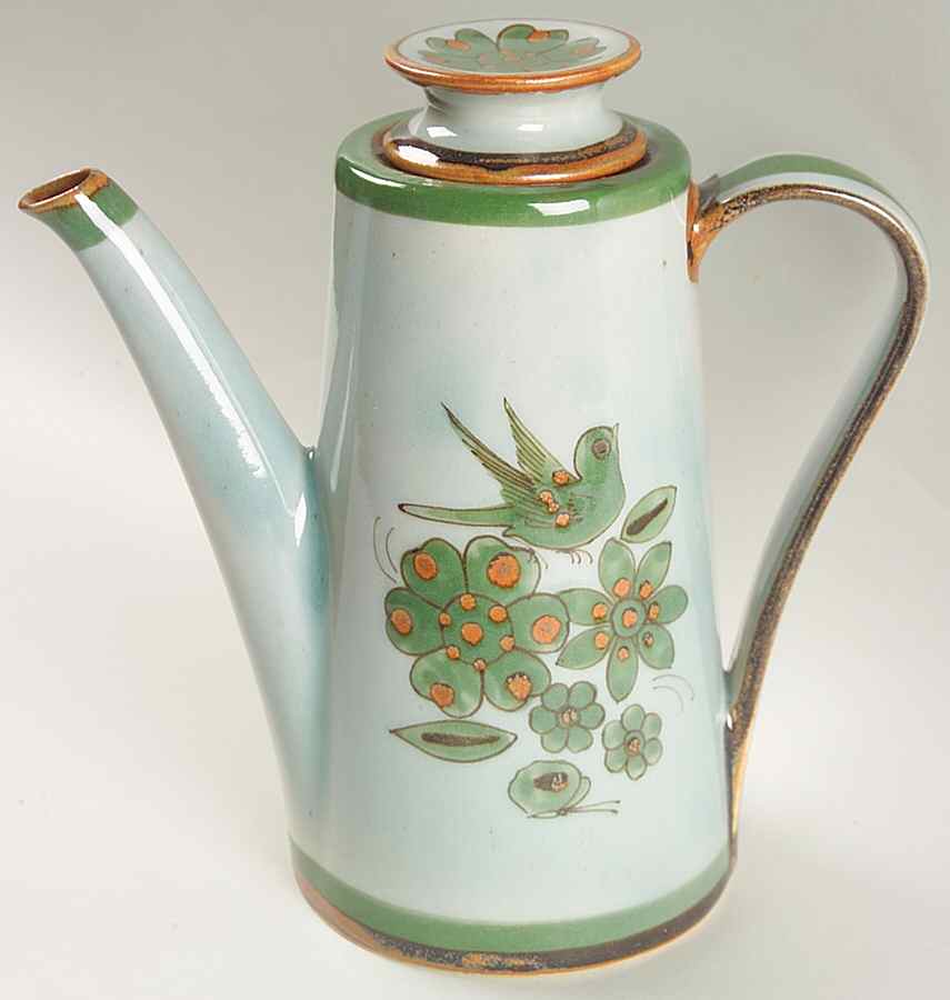 El Palomar Green Coffee Pot & Lid by Ken Edwards Pottery-1