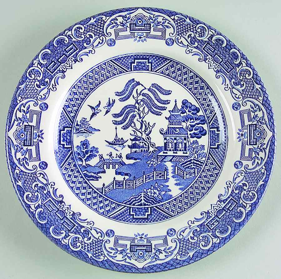 BLUE WILLOW Dessert/Pie Plate by England-1