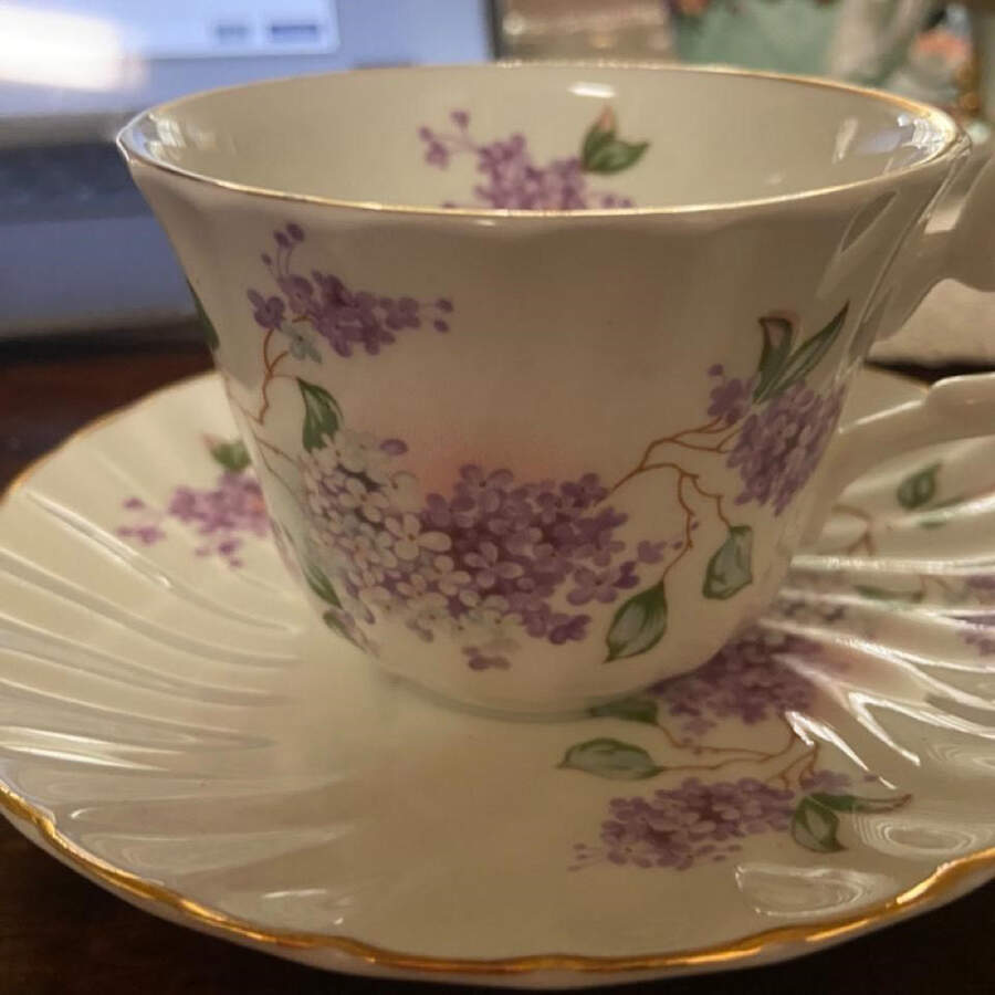 Lilac Lace Flat Cup & Saucer Set by Ebeling & Reuss (Erp)-1