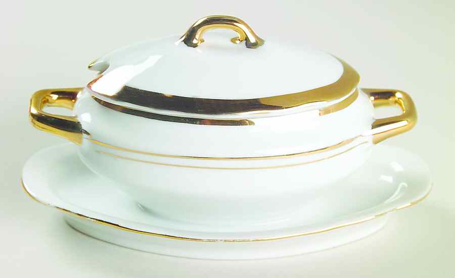 2282 Mustard with Lid & Attached Underplate by Empire Porcelain -1