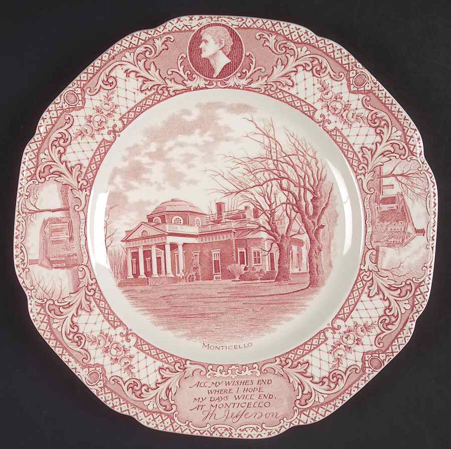 Monticello Red Dinner Plate by Crown Ducal-1