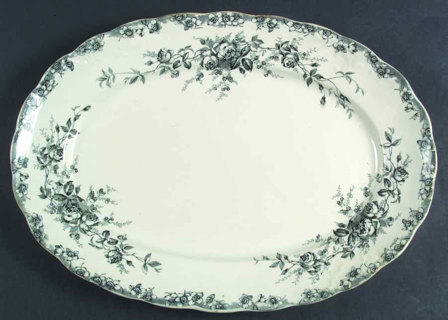Millais-Black 17" Oval Serving Platter by Sampson Hancock & Sons-1