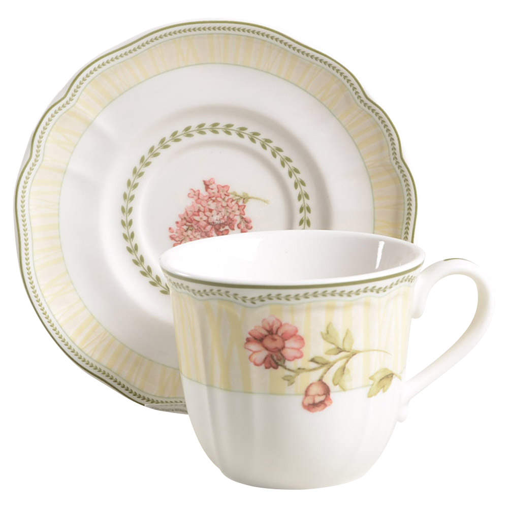 Fleur de Provence Flat Cup & Saucer Set by Epoch-1