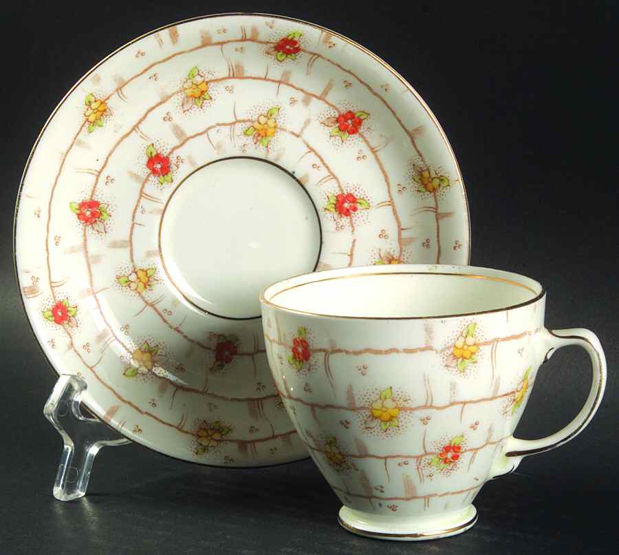 2487 Footed Cup & Saucer Set by England-1