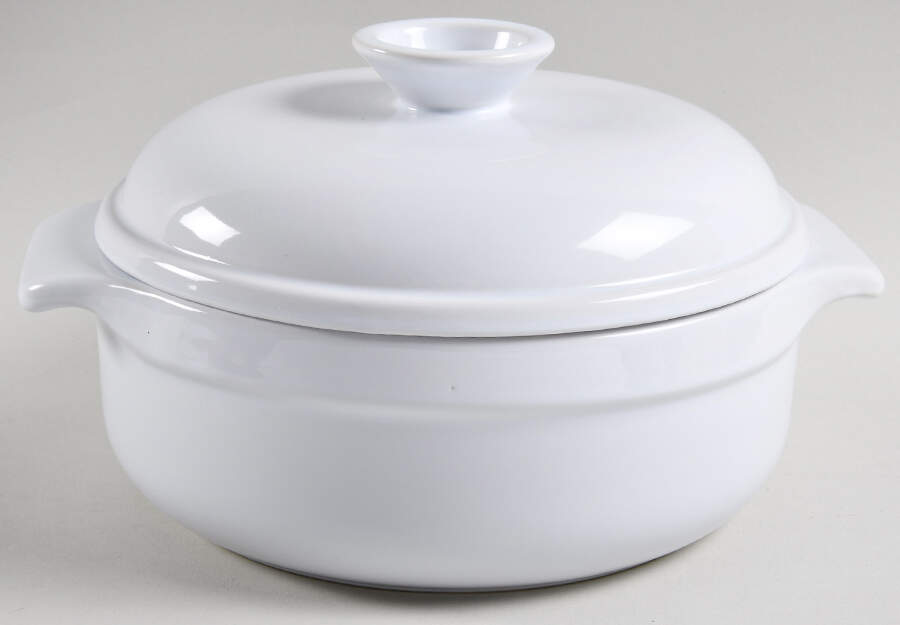 Blanc (White) 2 Qt Round Covered Casserole by Emile Henry-1