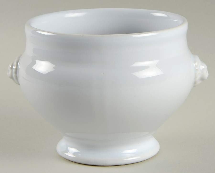 Blanc (White) Footed Lion's Head Soup Bowl by Emile Henry-1
