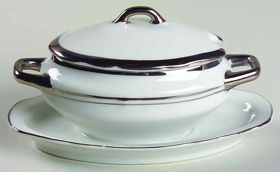 1572 Mustard with Lid & Attached Underplate by Empire Porcelain -1