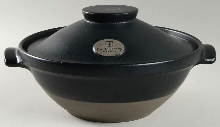 Flame Black 2 Qt Clay Stew Pot & Lid by Emile Henry-1