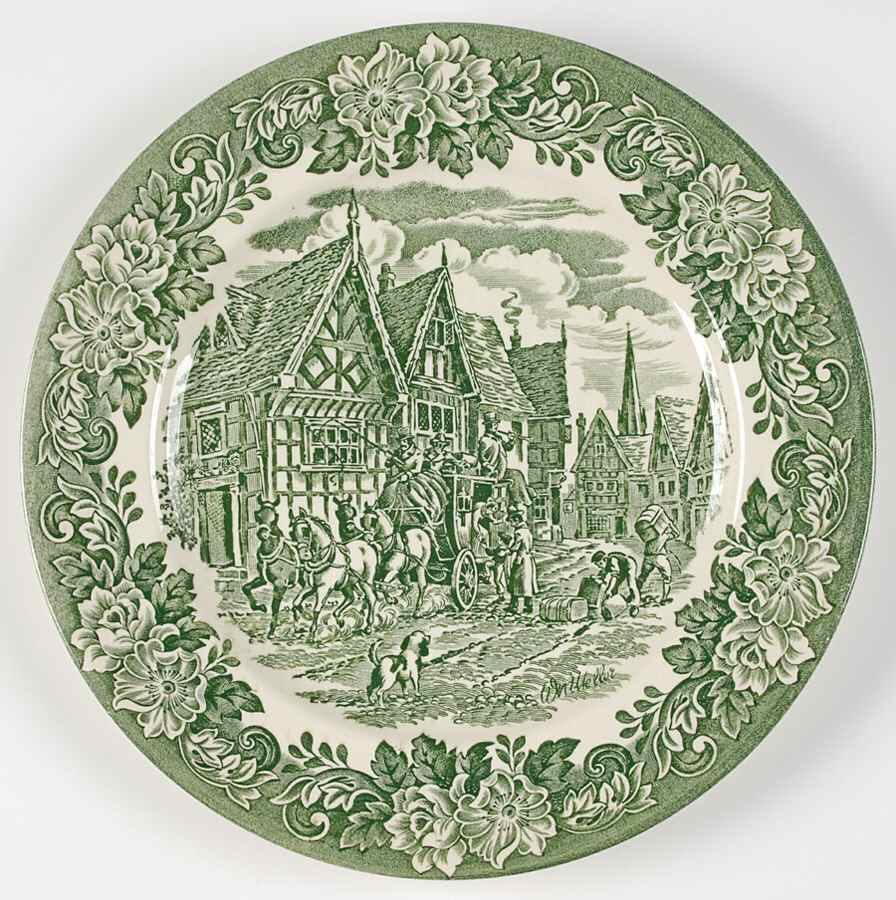 Dickens Series Green Dinner Plate by English Ironstone Tableware-1