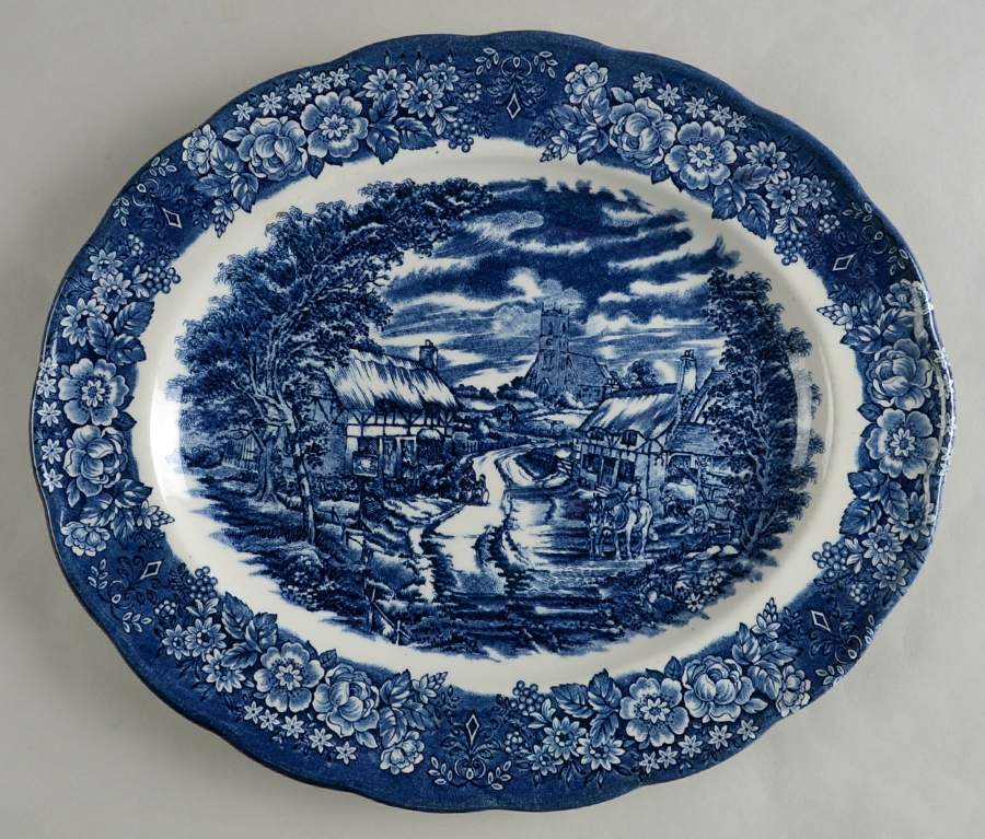 RVP Blue 12" Oval Serving Platter by Ravensdale-1