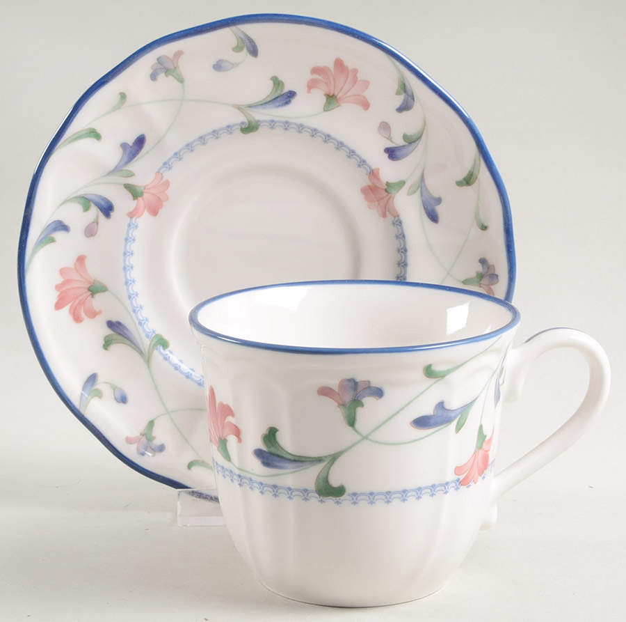 Indigo Garden Flat Cup & Saucer Set by Epoch-1