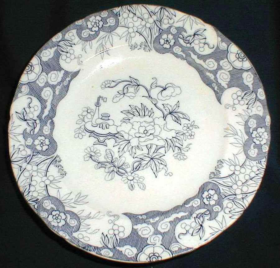 D'Orsay Japan Blue Gray Dinner Plate by Minton-1
