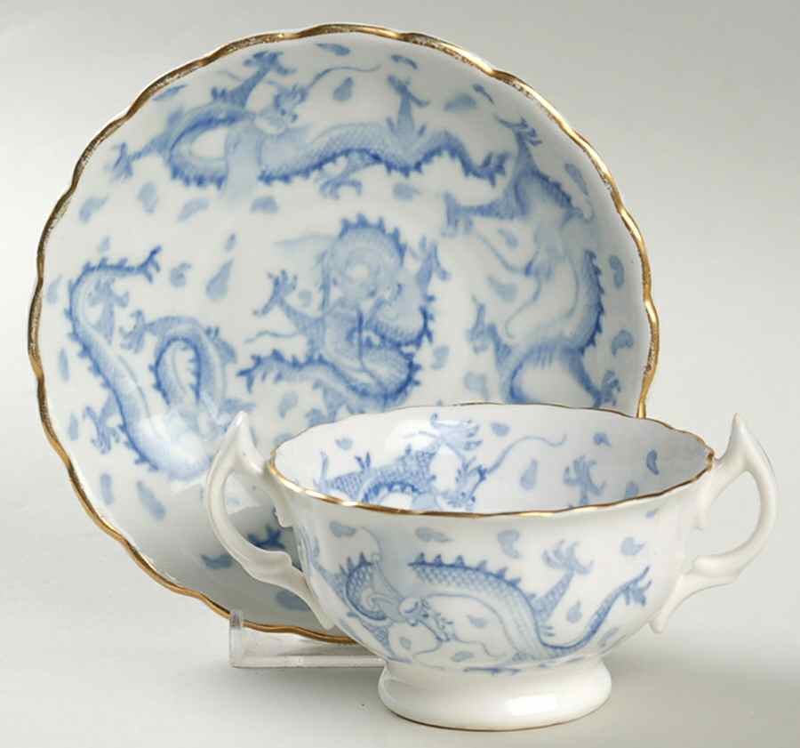Dragon Footed Bouillon Cup & Saucer by Edward Asbury-1