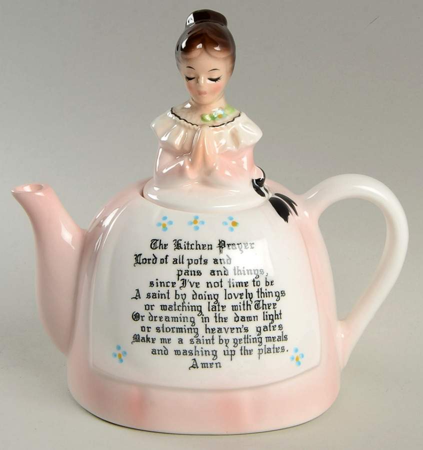 Mother In The Kitchen (Pink Skirt) Teapot & Lid by Enesco-1