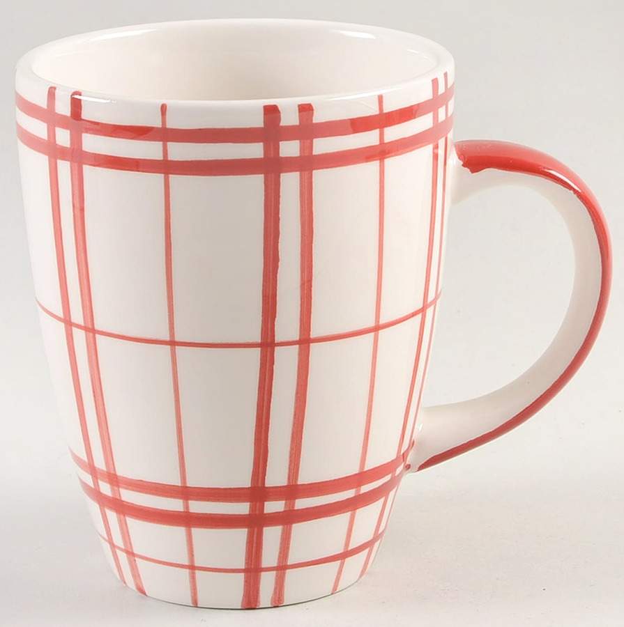 Plaid Polka Dot Red Mug by Euro Ceramica-1