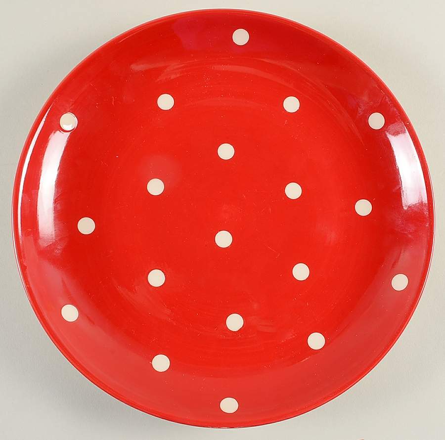 Plaid Polka Dot Red Dinner Plate by Euro Ceramica-1