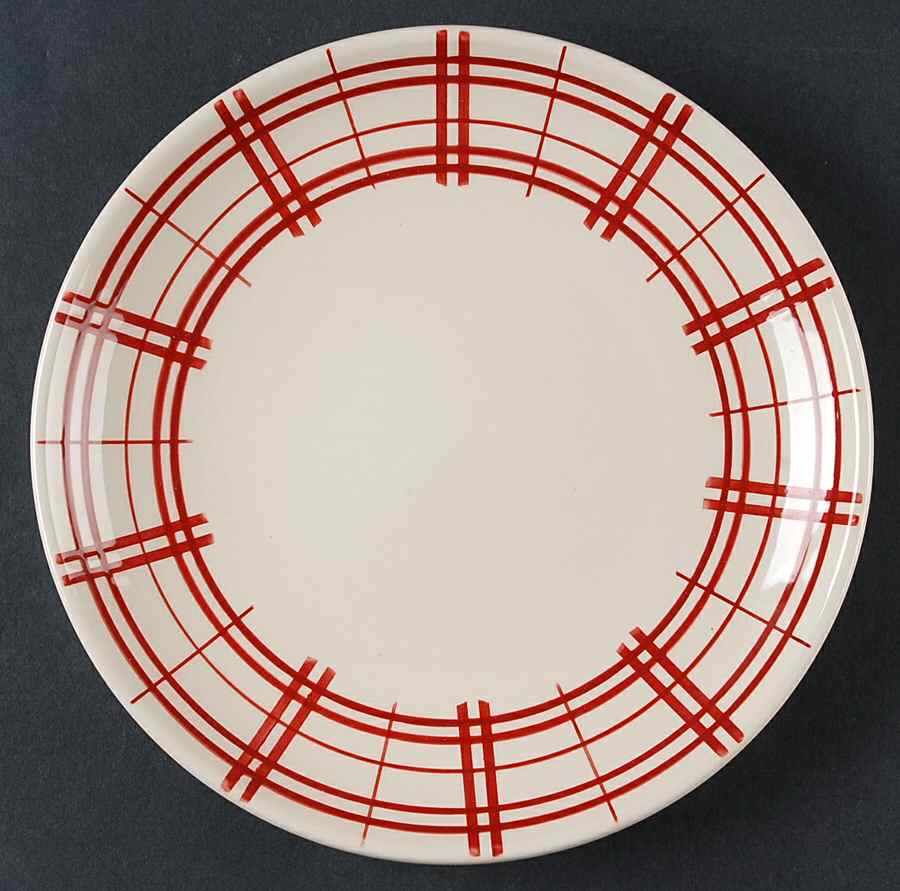 Plaid Polka Dot Red Salad Plate by Euro Ceramica-1