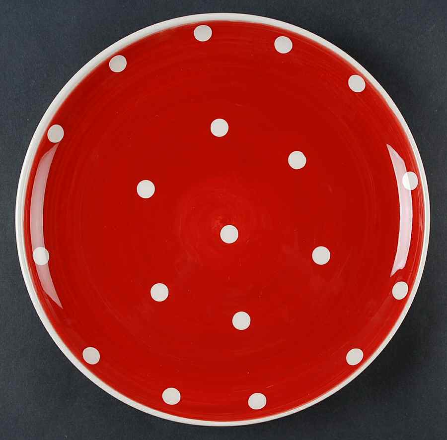 Plaid Polka Dot Red Dinner Plate by Euro Ceramica-1
