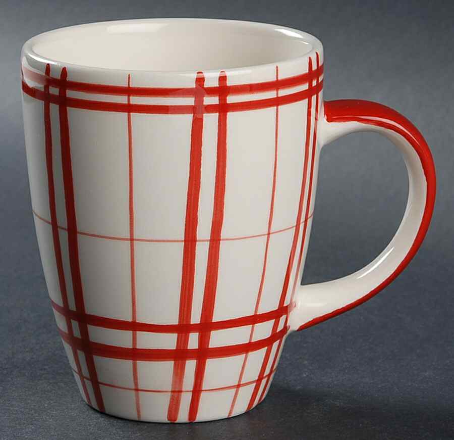 Plaid Polka Dot Red Mug by Euro Ceramica-1