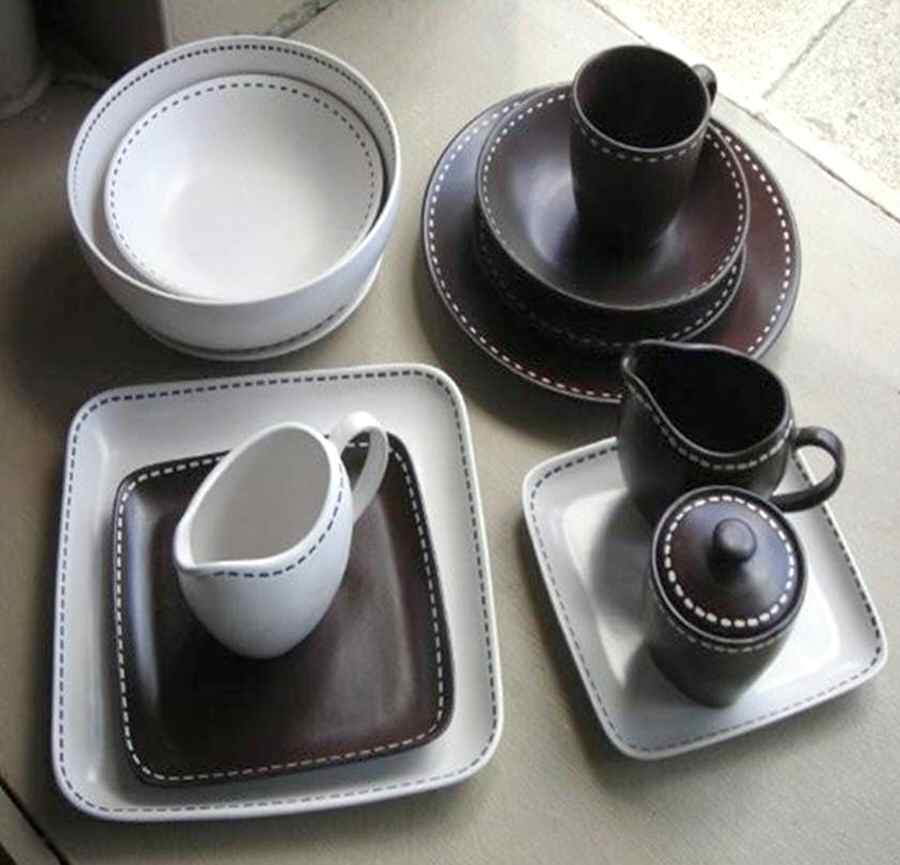 Stitches Brown Dinner Plate by Euro Ceramica-1