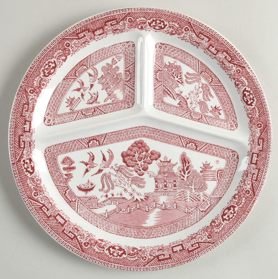 Old Willow Pink (Smooth) Grill Plate by England-1