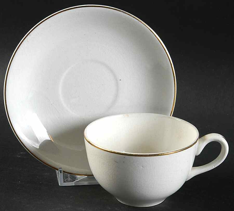 EAL26 Flat Demitasse Cup & Saucer Set by East Liverpool Potteries-1