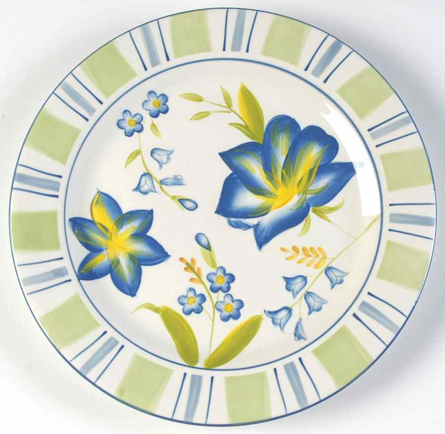 Blue Flower Dinner Plate by Euro Ceramica-1