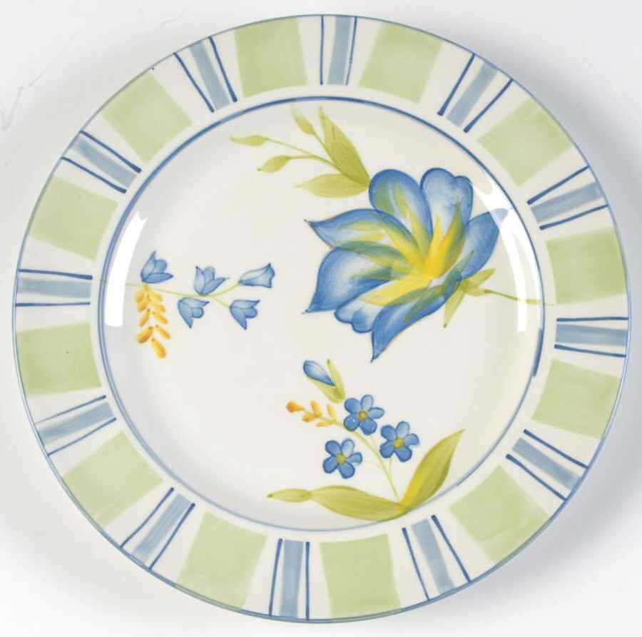 Blue Flower Salad/Dessert Plate by Euro Ceramica-1