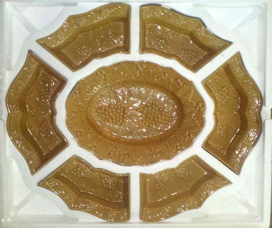 Vineyard Brown 7 Piece Lazy Susan (6 Side and 1 Center Section) by Euro Ceramica-1