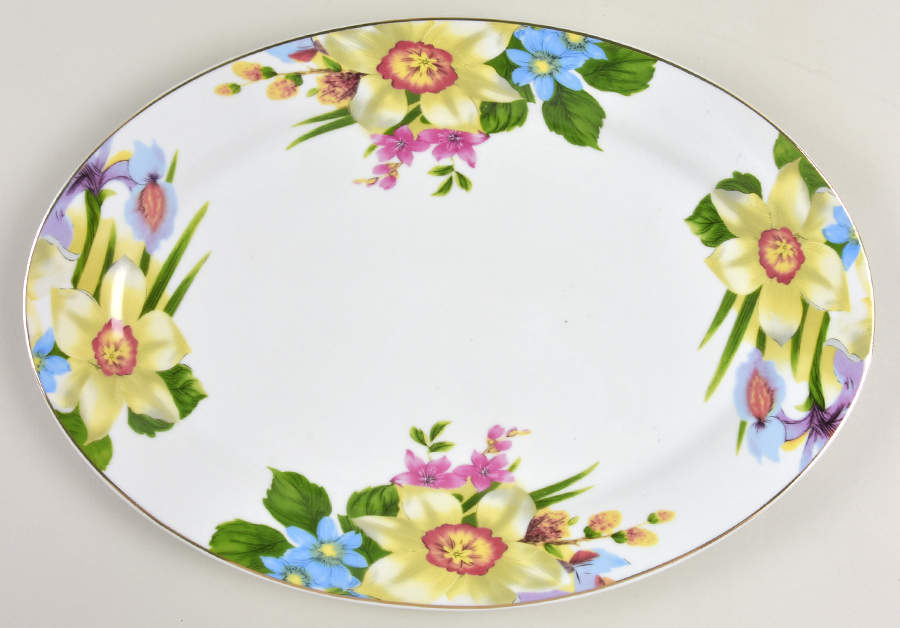 Joyus Garden 13" Oval Serving Platter by Emerald Collection-1